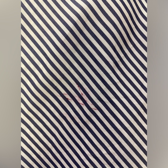 Theory Hartman Navy Stripe Off Should Button Down Sleeveless Blouse L - Picture 5 of 7